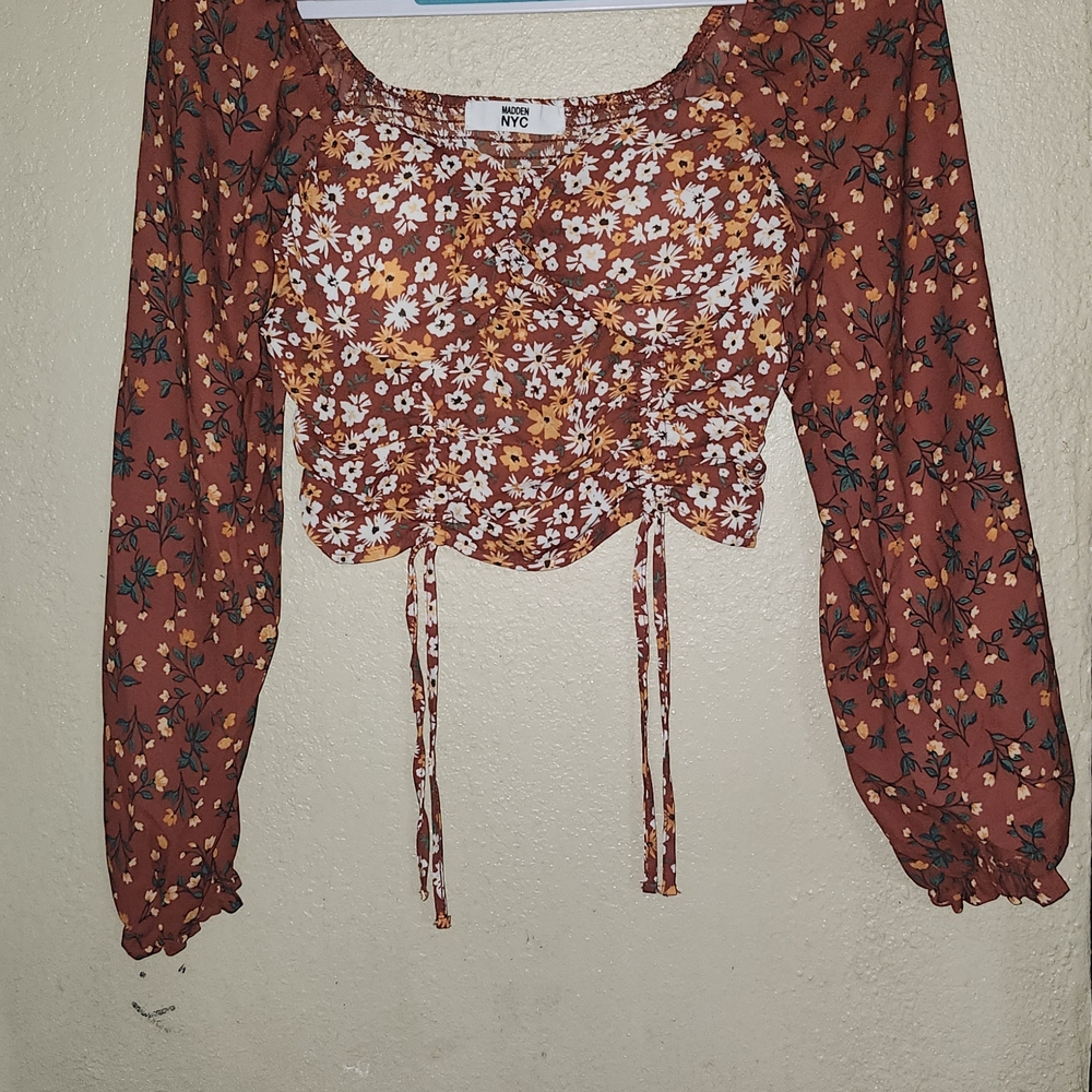 NYC Floral Blouse - Rust and White